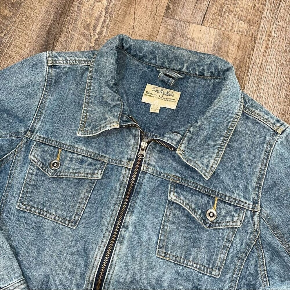 Vintage 90s/Y2k Cabela's Denim Full Zip Utility Jacket Womens Size XL - Picture 3 of 6